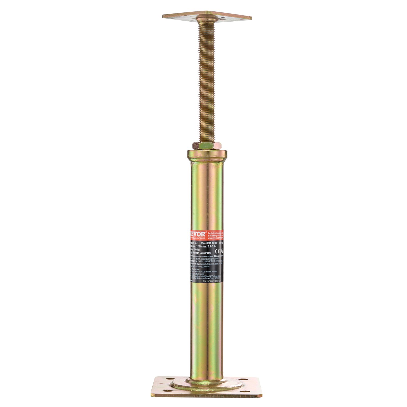 Gatos de piso para casa VEVOR, paquete de 4, rango de altura de 11,6" a 16", capacidad de carga máxima de 2200 lb por unidad, poste de gato de sótano con viga de soporte ajustable para nivelación, gato telescópico galvanizado para soporte temporal