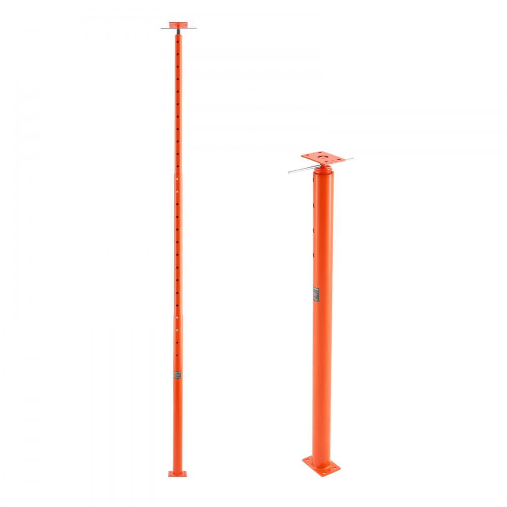 Gato de piso para casa VEVOR, rango de altura de 54" a 150", capacidad de carga máxima de 11200 lb, poste de gato de sótano con viga de soporte ajustable para nivelación, gato telescópico de acero con soporte de elevación para soporte temporal