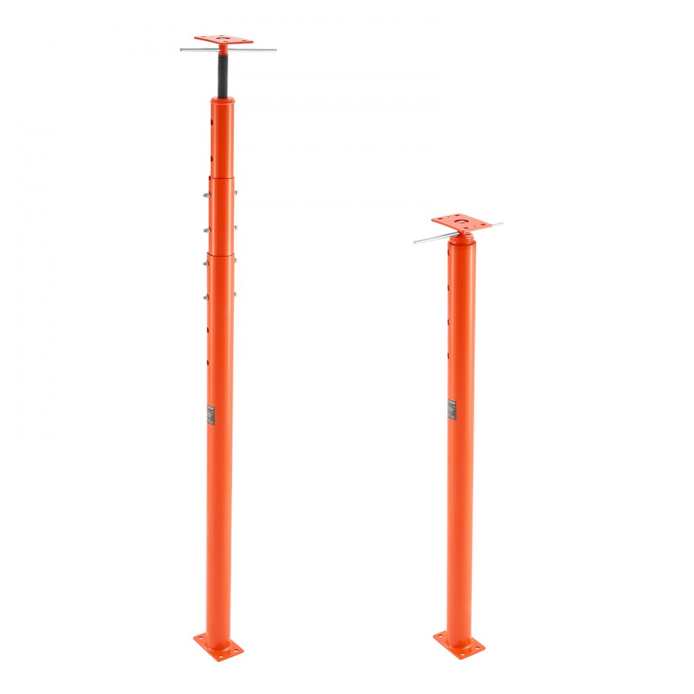 Gato de piso para casa VEVOR, rango de altura de 54" a 150", capacidad de carga máxima de 11200 lb, poste de gato de sótano con viga de soporte ajustable para nivelación, gato telescópico de acero con soporte de elevación para soporte temporal