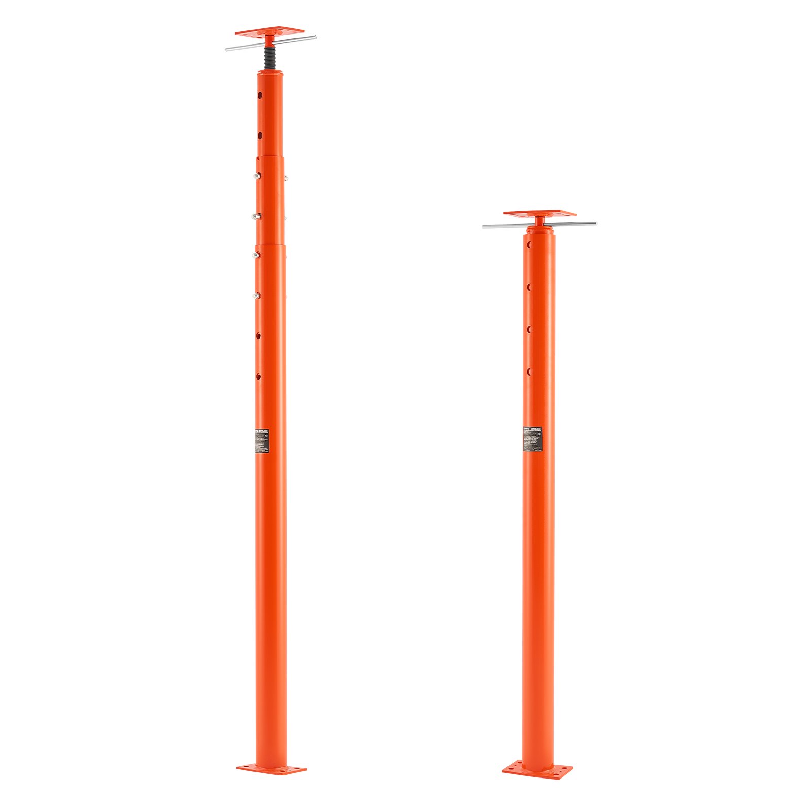 Gato de piso para casa VEVOR, rango de altura de 54" a 150", capacidad de carga máxima de 11200 lb, poste de gato de sótano con viga de soporte ajustable para nivelación, gato telescópico de acero con soporte de elevación para soporte temporal