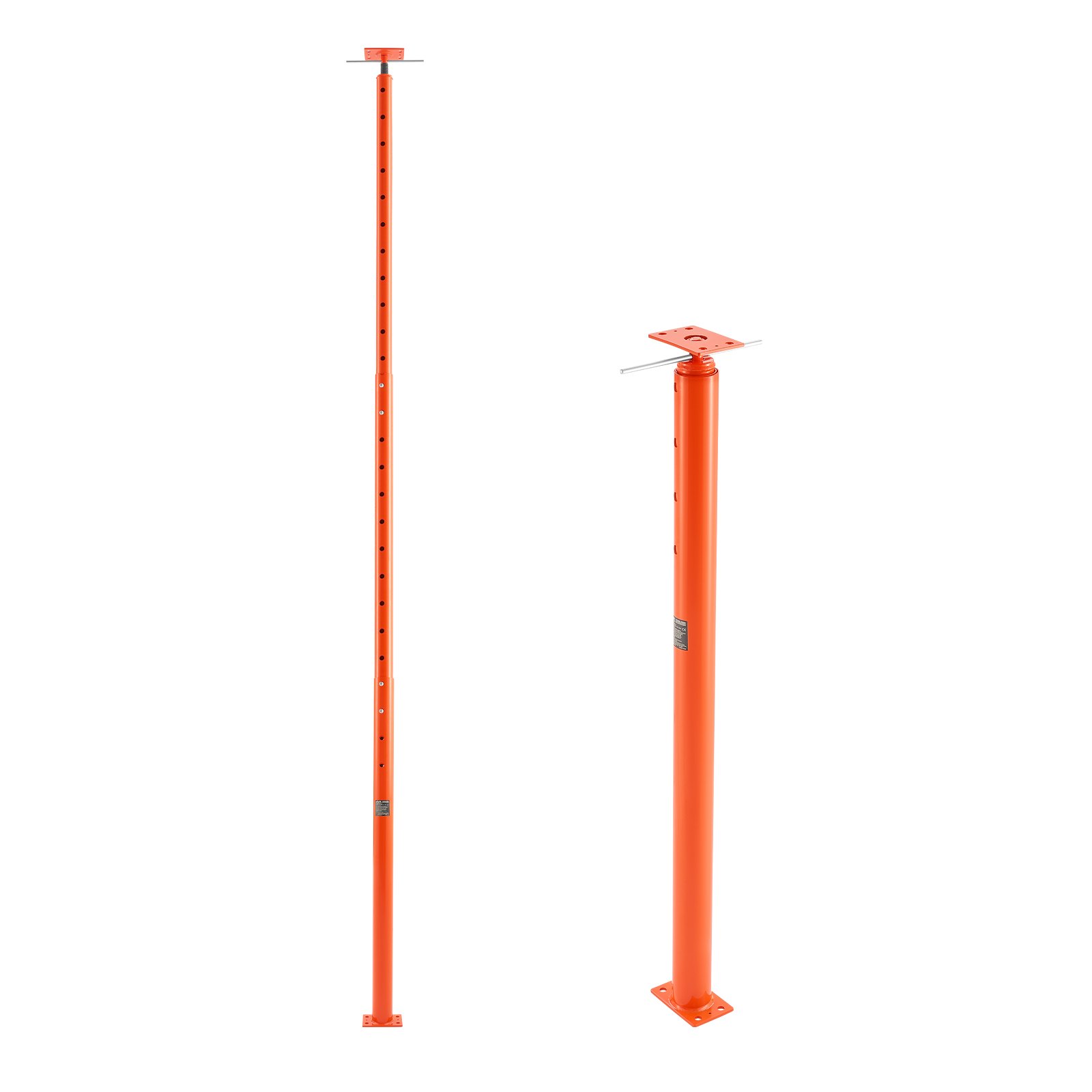 Gato de piso para casa VEVOR, rango de altura de 54" a 150", capacidad de carga máxima de 11200 lb, poste de gato de sótano con viga de soporte ajustable para nivelación, gato telescópico de acero con soporte de elevación para soporte temporal