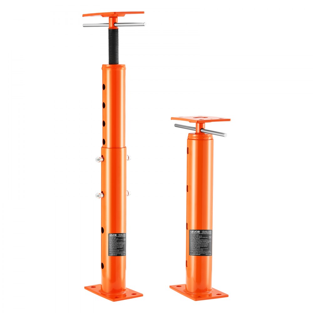 Gato de piso para casa VEVOR, rango de altura de 19" a 36", capacidad de carga máxima de 18000 lb, poste de gato de sótano con viga de soporte ajustable para nivelación, poste de gato telescópico de acero con soporte de elevación para soporte temporal