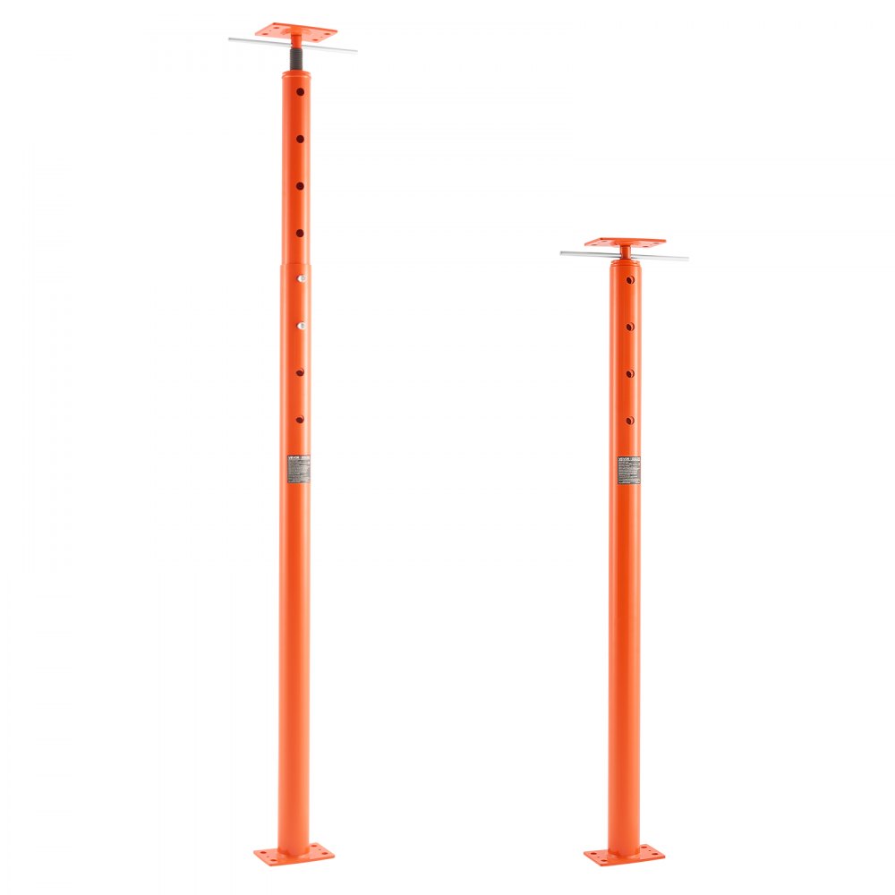 Gato de piso para casa VEVOR, rango de altura de 53" a 93", capacidad de carga máxima de 18000 lb, poste de gato de sótano con viga de soporte ajustable para nivelación, poste de gato telescópico de acero con soporte de elevación para soporte temporal