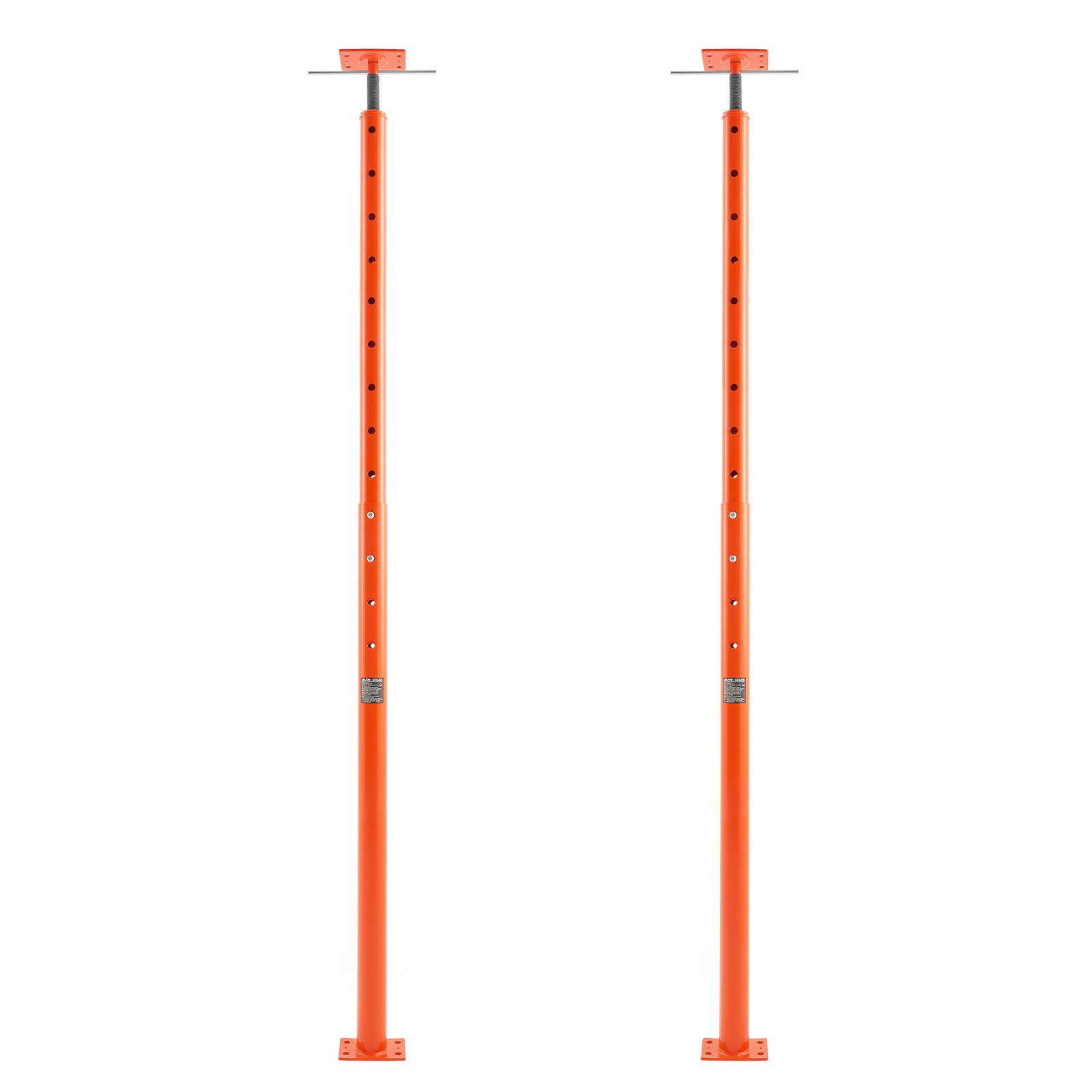 Gato de piso para casa VEVOR, rango de altura de 53" a 93", capacidad de carga máxima de 18000 lb, poste de gato de sótano con viga de soporte ajustable para nivelación, poste de gato telescópico de acero con soporte de elevación para soporte temporal