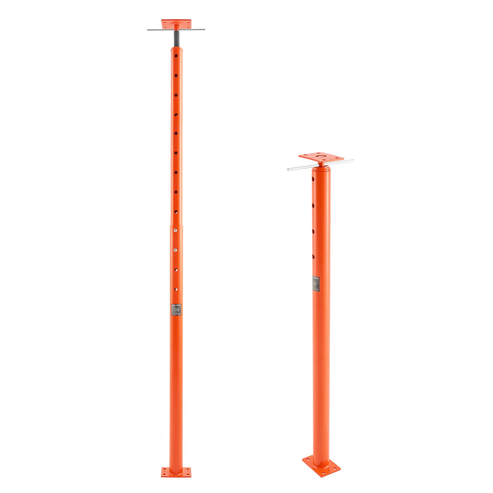 Gato de piso para casa VEVOR, rango de altura de 53" a 93", capacidad de carga máxima de 18000 lb, poste de gato de sótano con viga de soporte ajustable para nivelación, poste de gato telescópico de acero con soporte de elevación para soporte temporal