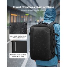 VEVOR Mochila de Viaje al Vacío de 65 L, Expandible, con Sistema de Compresión al Vacío, con Candado, Múltiples Compartimentos, Correas de Hombro Acolchadas, Resistente al Agua, sin Bomba, Negro