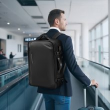 VEVOR Mochila de Viaje al Vacío de 65 L, Expandible, con Sistema de Compresión al Vacío, con Candado, Múltiples Compartimentos, Correas de Hombro Acolchadas, Resistente al Agua, sin Bomba, Negro
