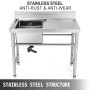 VEVOR Fregadero Comercial de Acero Inoxidable para Fregadero de Cocina, 1 Compartimientos de Tamaño Total 100 x 61 x 95 cm Plata, Hecho a Mano Con Plataforma Derecha para Fregadero de Barra Inferior