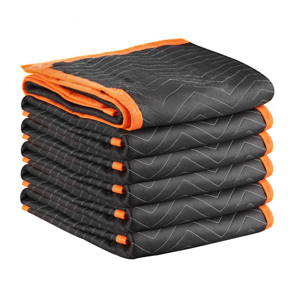 VEVOR Mantas de Embalaje y Mudanza 6 Piezas 1829 x 1016 mm, Manta para Envolver Muebles, Estructura de 3 Capas de Tela no Tejida y Relleno de Algodón para Envíos, Embalaje, Protección de Muebles