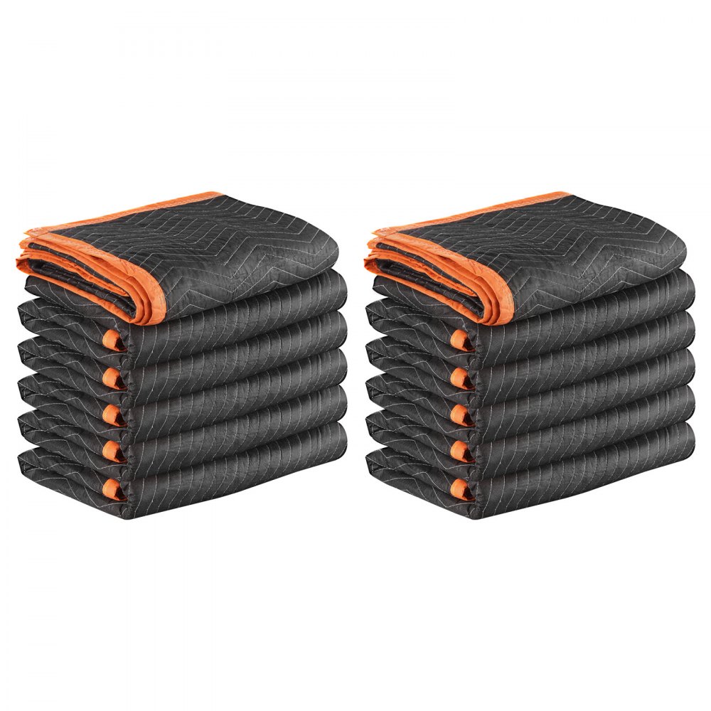 VEVOR Mantas de Embalaje y Mudanza 12 Piezas 1829 x 1016 mm, Manta para Envolver Muebles, Estructura de 3 Capas de Tela no Tejida y Relleno de Algodón para Envíos, Embalaje, Protección de Muebles