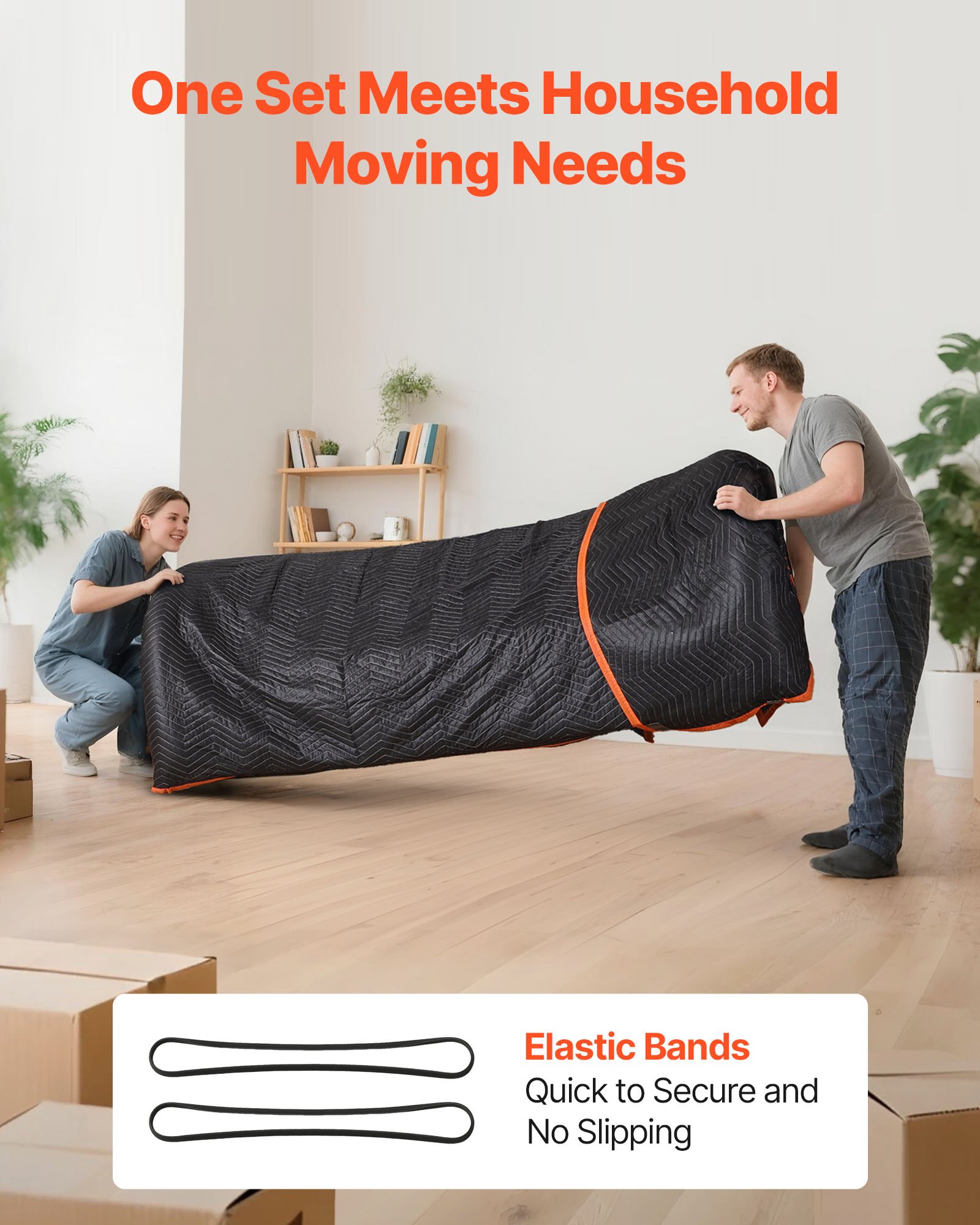 VEVOR Mantas de Embalaje y Mudanza 12 Piezas 1829 x 1016 mm, Manta para Envolver Muebles, Estructura de 3 Capas de Tela no Tejida y Relleno de Algodón para Envíos, Embalaje, Protección de Muebles