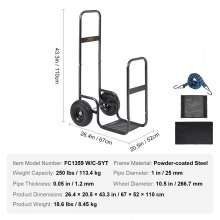 VEVOR Carro de Transporte de Troncos de Leña Carga 113,4 kg Carro para Leños de Acero 67x52x110 cm Almacenamiento de Leños con Ruedas de PU Cubierta Impermeable Soporte para Leños para Chimenea, Negro