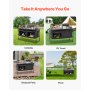VEVOR Mesa de Cocina Plegable Portátil para Acampar, 3 Alturas Ajustables, de Aluminio, con Organizador de Almacenamiento, Asa de Transporte, para Barbacoa, Fiesta, Pícnic, Viajes en RV, Negro