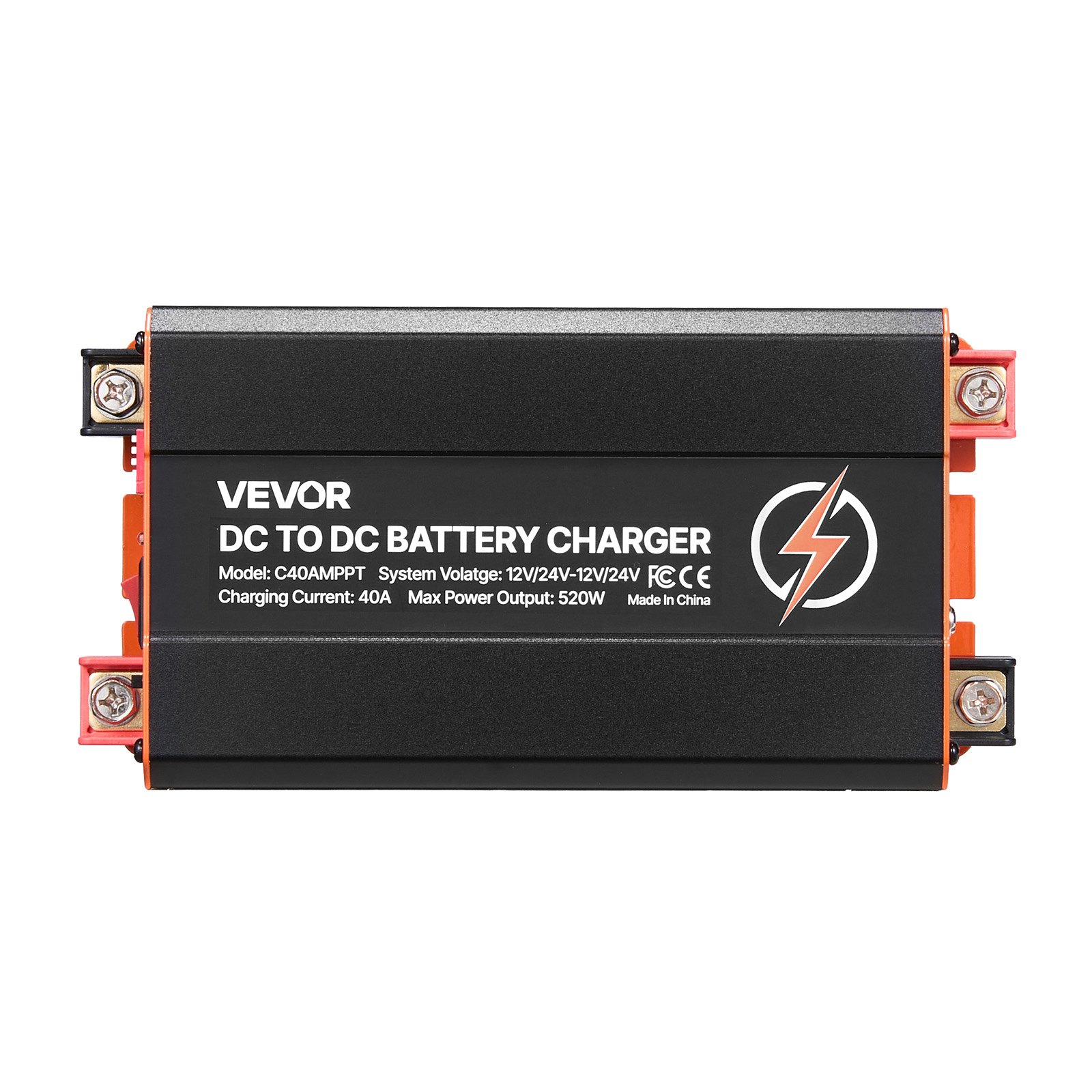 VEVOR Cargador de Batería CC a CC con MPPT, 520 W, Cargador de Batería Integrado de 40 A, Entrada Dual para Panel Solar/Alternador, para Baterías de Plomo-ácido LiFePO4, 12 V/24 V - 12 V/24 V