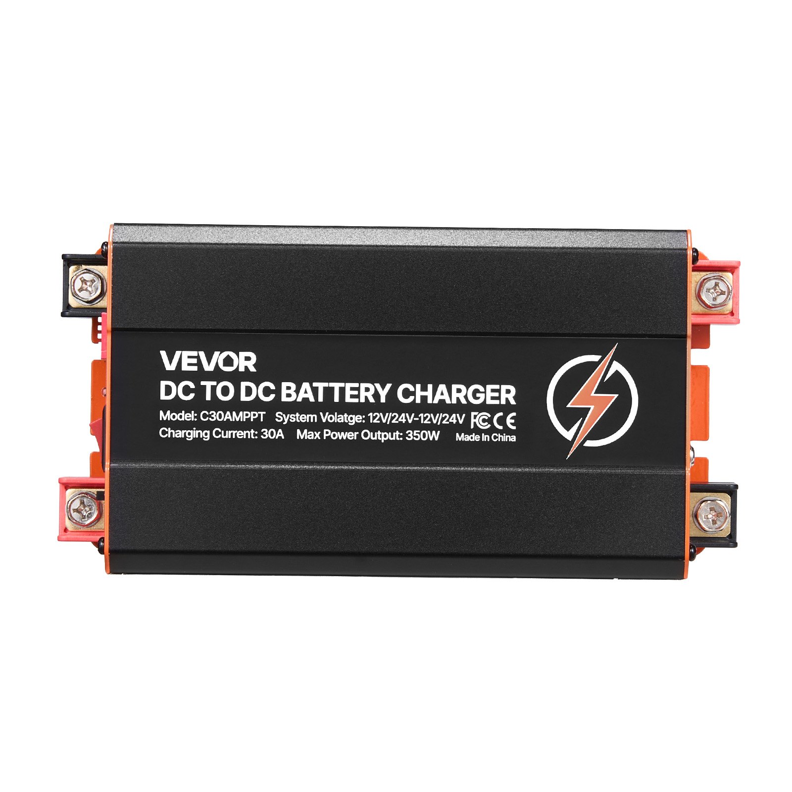 VEVOR Cargador de Batería CC a CC con MPPT, 350 W, Cargador de Batería Integrado de 30 A, Entrada Dual para Panel Solar/Alternador, para Baterías de Plomo-ácido LiFePO4, 12 V/24 V - 12 V/24 V