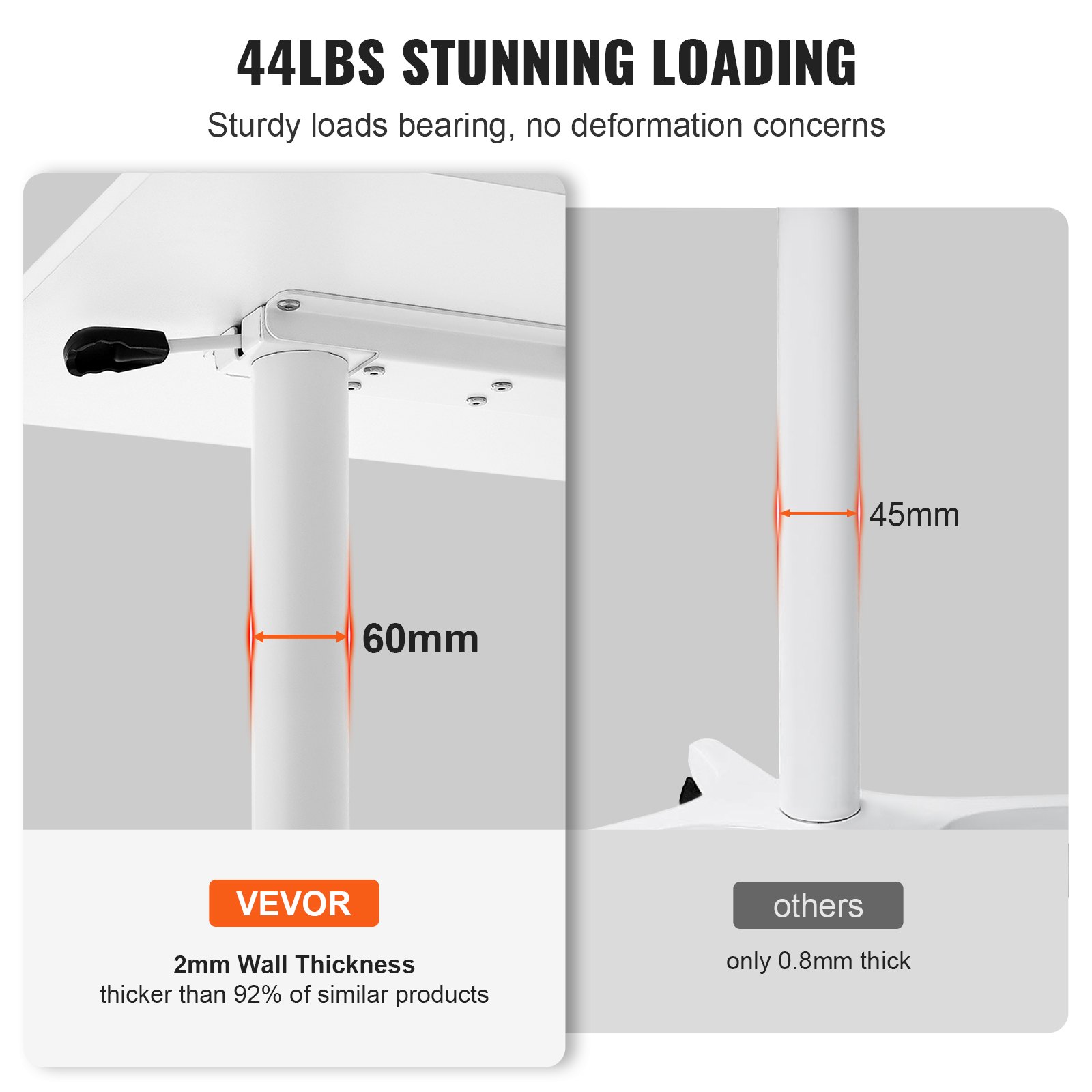 VEVOR Escritorio de Pie Móvil Alto Ajustable de 723-1122 mm Escritorio de Pie/Sentado Carga de 20 kg con Resorte de Gas Ruedas Giratorias 360° Mesa con Cerradura para Ordenador Hogar Oficina Escuela