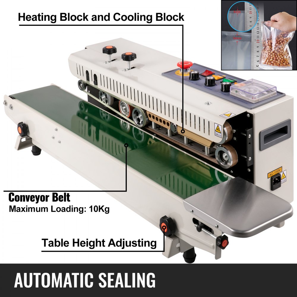 Vevor Máquina De Sellado Automática 120 W Selladora De Bolsas Horizontal Fr-1000