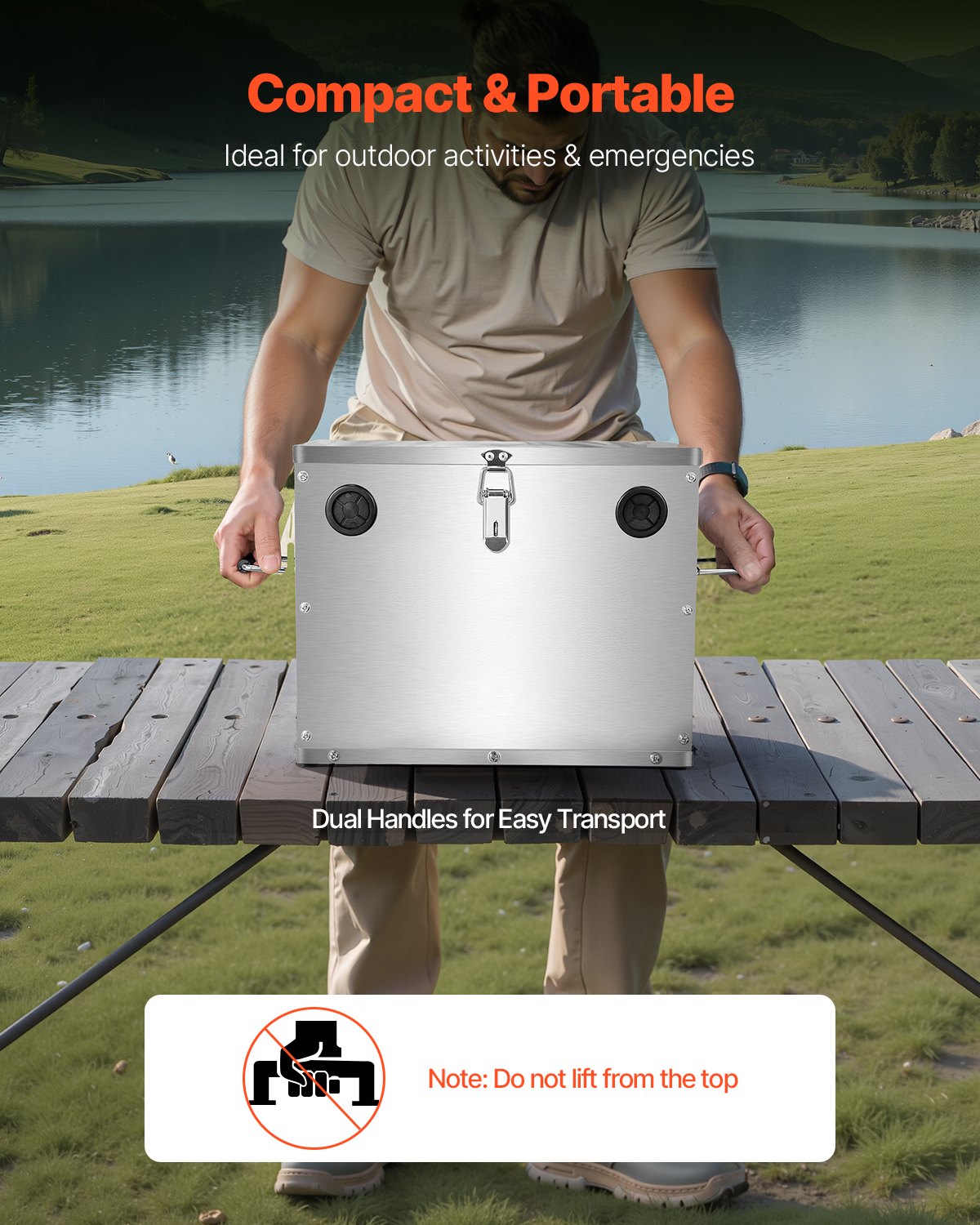 VEVOR Battery Box, Group 24/31 Battery Box, Marine Battery Enclosure with Lock, Handles & Rubber Grommet Cable Holes, Stainless Steel Enclosure, Suitable for Cars, Boats & Trolling Motors