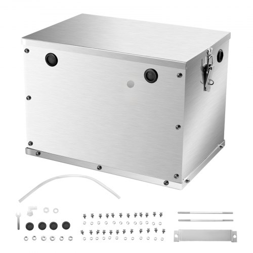 VEVOR Caja de Batería Grupo 24/31 Caja para Baterías con Cerradura, Asas, Orificios para Cables con Ojales de Goma y Carcasa de Aleación de Aluminio para Coches, Barcos y Motores de Arrastre