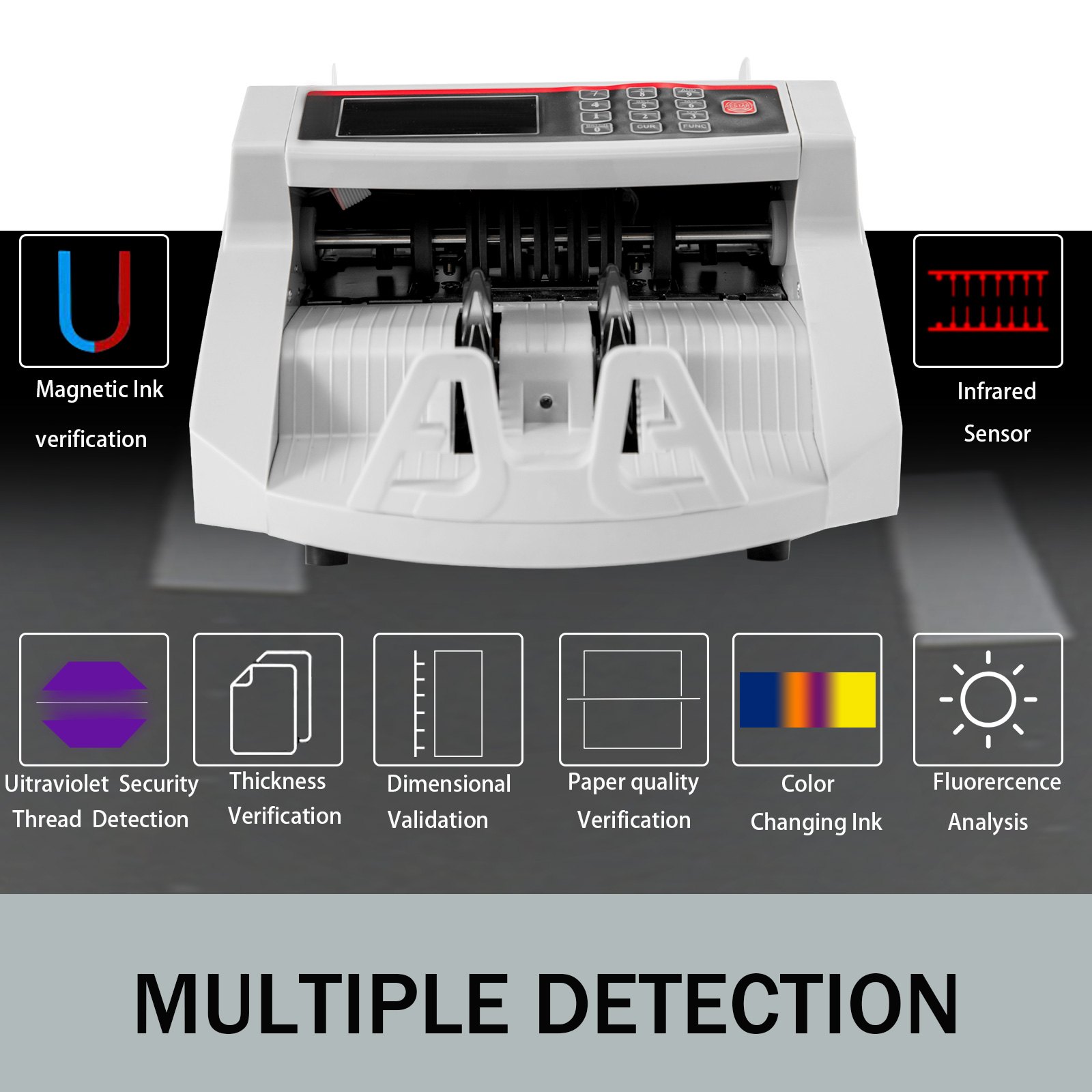 Contador Detector De Billetes Falsos Automático Lcd Extra 1000pcs/min Uv Y Mg