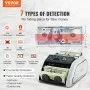VEVOR Contador de Dinero Contador de Billetes con Detección de Falsificaciones UV, MG, IR y DD, Máquina Contadora de Efectivo en USD y EUR con LCD Grande y Pantalla Externa para Pequeñas Empresas