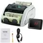 VEVOR Contador de Dinero Contador de Billetes con Detección de Falsificaciones UV, MG, IR y DD, Máquina Contadora de Efectivo en USD y EUR con LCD Grande y Pantalla Externa para Pequeñas Empresas