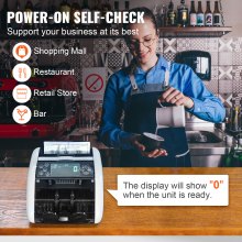 VEVOR Contador de Dinero Contador de Billetes con Detección de Falsificaciones UV, MG, IR y DD, Máquina Contadora de Efectivo en USD y EUR con LCD Grande y Pantalla Externa para Pequeñas Empresas