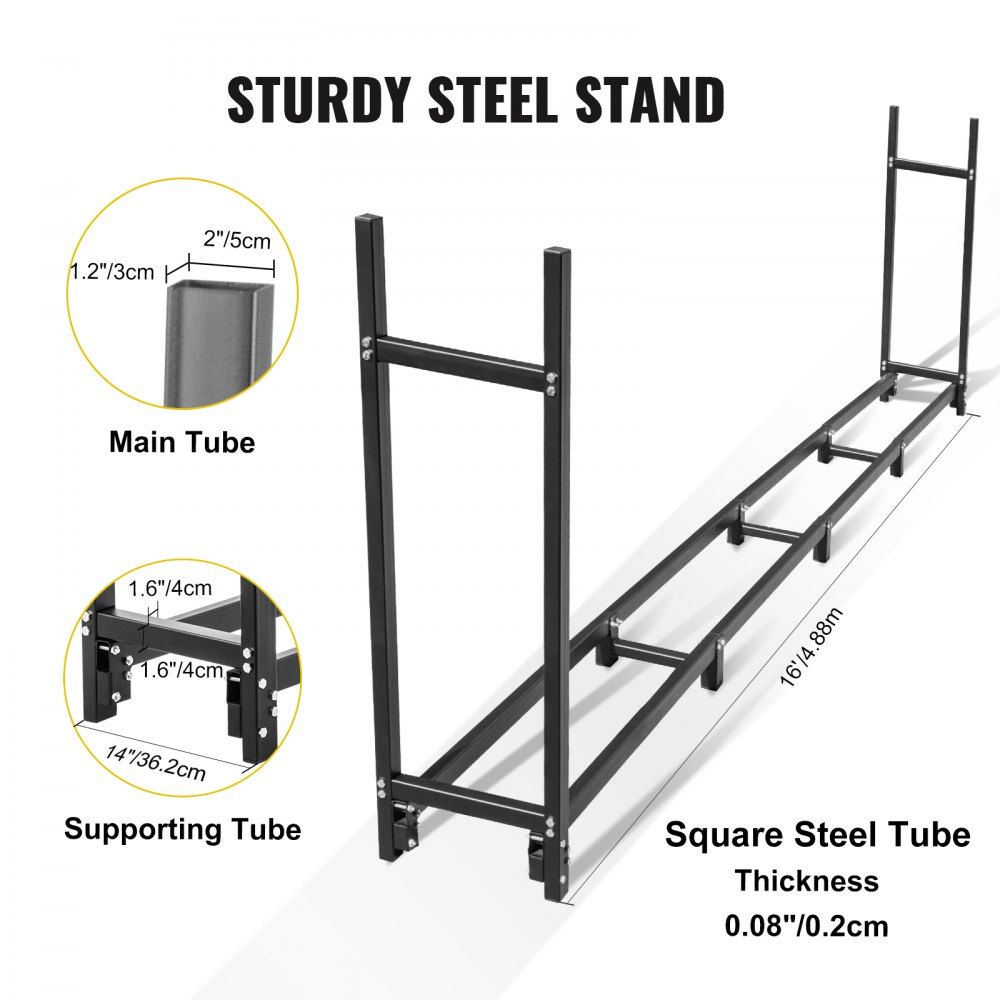 Vevor Leñero Para Interior Con Cubierta 488,5 X 36,2 X 122 Cm Accesorio Chimenea