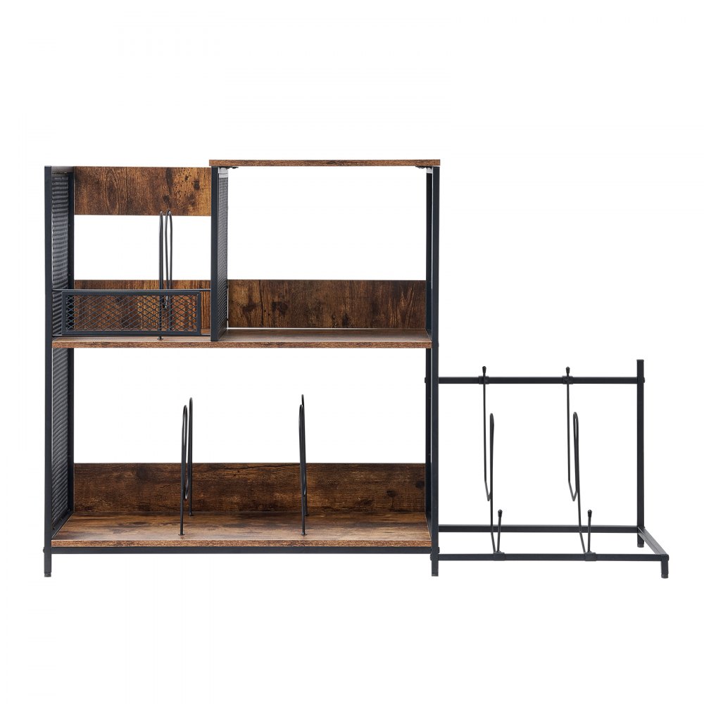 VEVOR Soporte para Tocadiscos de 3 Niveles con Soporte para Guitarra Soporte para Discos con Almacenamiento para hasta 300 Álbumes Gabinete para Discos de Vinilo con Marco de Malla Metálica para Sala
