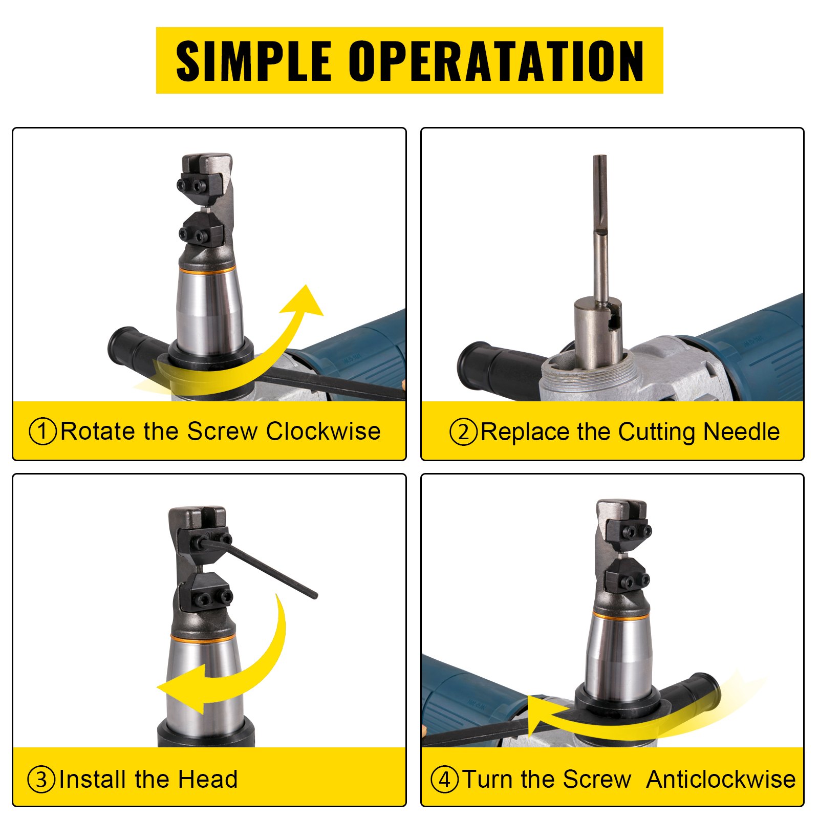 VEVOR Cizalla Nibbler de Metal 4 mm 625 W Giratorio 360º Cizalla de Punzonadora Eléctrica 1000 RPM Cizalla Eléctrica de Aleación Metálica para Chapa Metálica, Acero, Cobre, Aluminio, Plástico y Vidrio