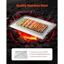 VEVOR Parrilla Plana de Acero Inoxidable Alta Calidad para Barbacoa 585 x 365 mm