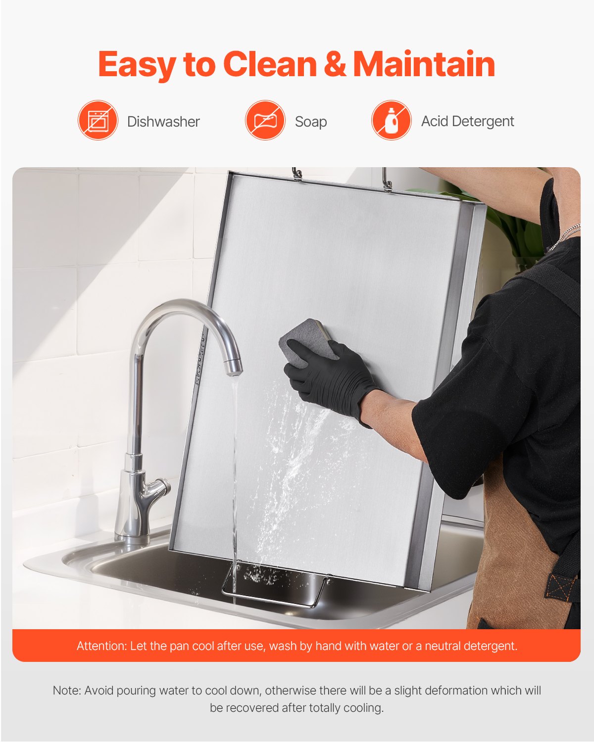 VEVOR Parrilla de Acero Inoxidable de Alta Calidad Universal Rectangular 585 x 365 mm con Superficie Plana, Plancha de Gas para Barbacoa, Utensilios de Cocina Familiares Portátiles con Asa, Plata