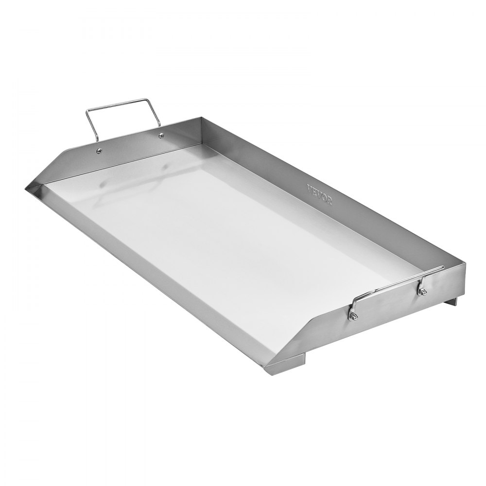 VEVOR Parrilla de Acero Inoxidable Universal Rectangular 809 x 370 mm con Superficie Plana, Plancha de Gas para Barbacoa, Utensilios de Cocina Familiares Portátiles con Asa, Alta Compatibilidad