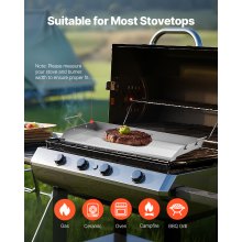 VEVOR Parrilla de Acero Inoxidable Universal Rectangular 809 x 370 mm con Superficie Plana, Plancha de Gas para Barbacoa, Utensilios de Cocina Familiares Portátiles con Asa, Alta Compatibilidad