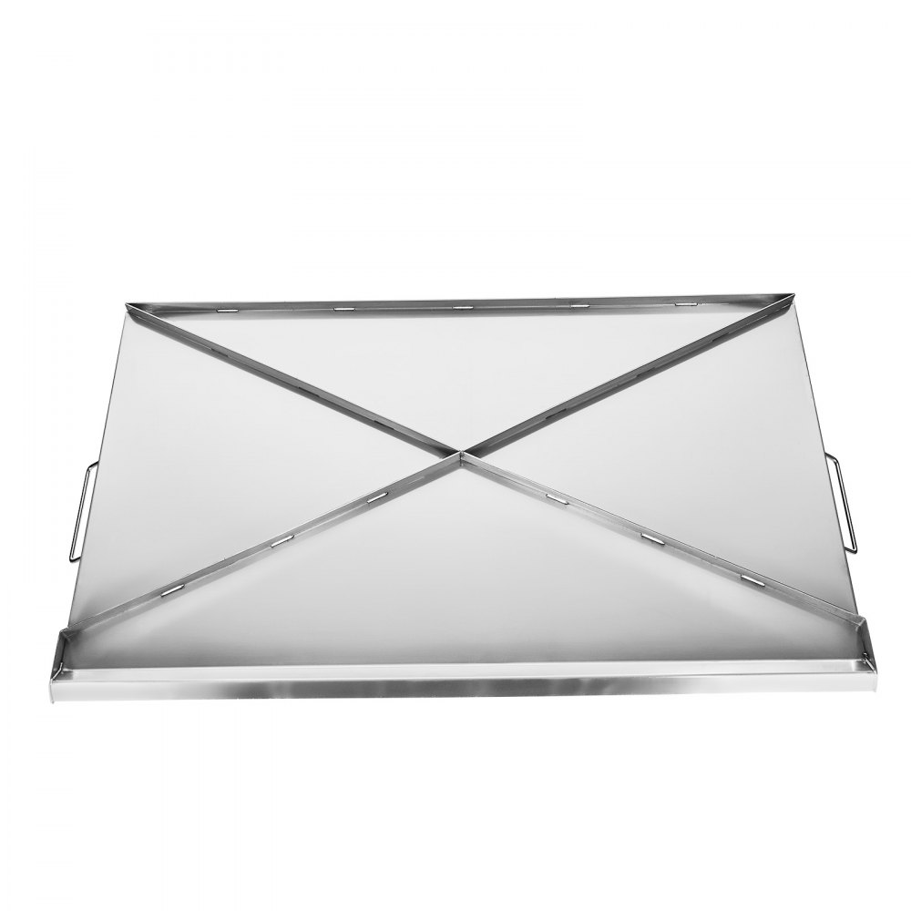 VEVOR Parrilla de Acero Inoxidable Universal Rectangular 910 x 525 mm con Superficie Plana y Espaciosa, Plancha de Gas para Barbacoa, Utensilios de Cocina Familiares Portátiles con asa, Plata