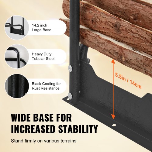 VEVOR Estante de Almacenamiento de Leña 132x36x117 cm Marco de Acero Soporte de Leña con Funda Impermeable 600D Oxford Leñero para Chimenea para 1/4 Cuerda de Leña Carga de 200 kg para Jardín Terraza