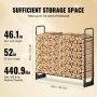 VEVOR Estante de Almacenamiento de Leña 132x36x117 cm Marco de Acero Soporte de Leña con Funda Impermeable 600D Oxford Leñero para Chimenea para 1/4 Cuerda de Leña Carga de 200 kg para Jardín Terraza