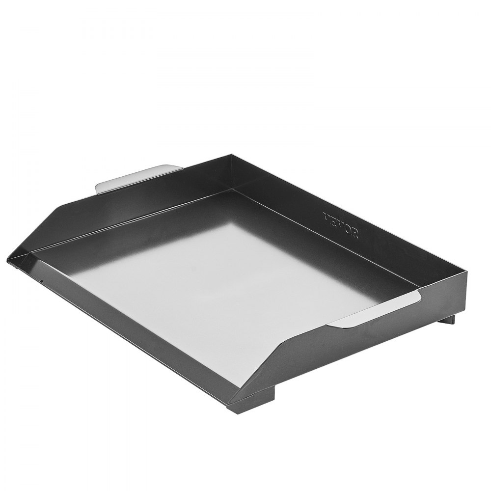 VEVOR Parrilla Duradera de Acero al Carbono Universal Rectangular de 502 x 370 mm con Superficie Plana, Plancha de Gas para Barbacoa, Utensilios de Cocina Familiares Portátiles con asa, Negro