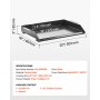 VEVOR Parrilla Duradera de Acero al Carbono Universal Rectangular de 502 x 370 mm con Superficie Plana, Plancha de Gas para Barbacoa, Utensilios de Cocina Familiares Portátiles con asa, Negro