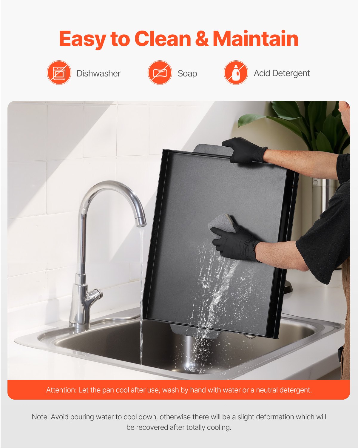 VEVOR Parrilla Duradera de Acero al Carbono Universal Rectangular de 502 x 370 mm con Superficie Plana, Plancha de Gas para Barbacoa, Utensilios de Cocina Familiares Portátiles con asa, Negro