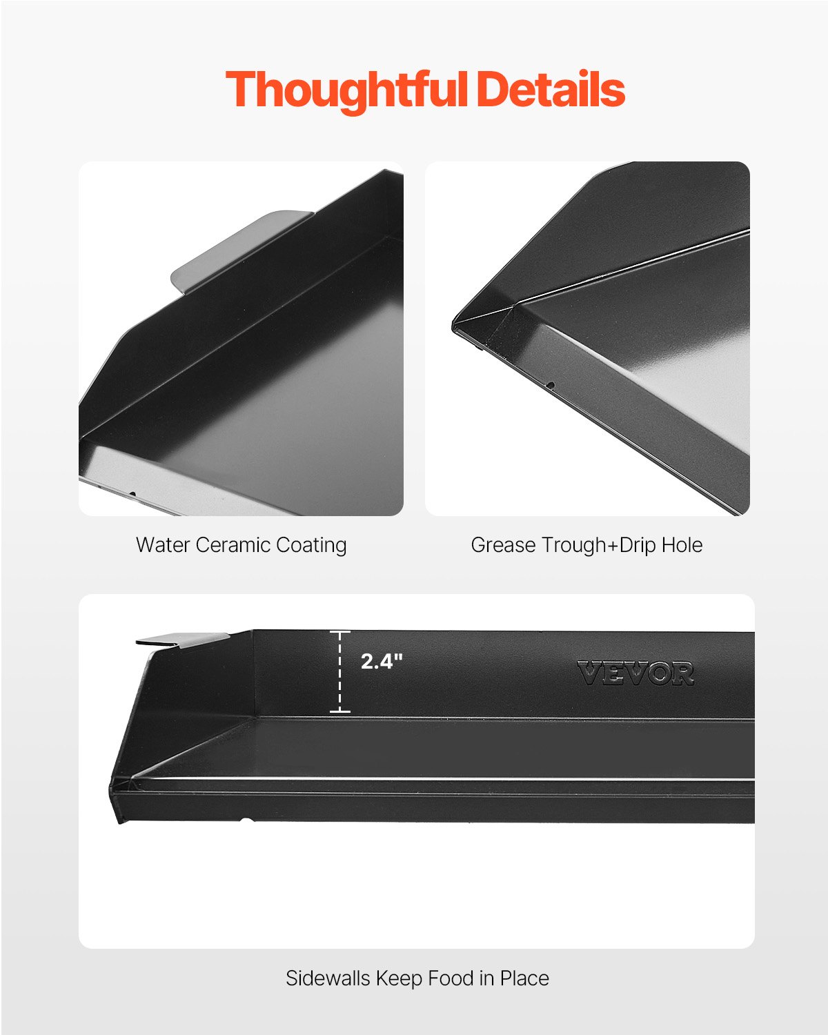 VEVOR Parrilla Duradera de Acero al Carbono Universal Rectangular de 502 x 370 mm con Superficie Plana, Plancha de Gas para Barbacoa, Utensilios de Cocina Familiares Portátiles con asa, Negro