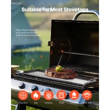 VEVOR Parrilla Plana de 812 x 310 mm de Acero al Carbono para Barbacoa Negro