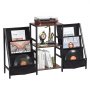 VEVOR Soporte para Tocadiscos 1250 x 300 x 740 mm de 3 Niveles, Capacidad para Hasta 280 Álbumes, Soporte para Tocadiscos con Estante de Exhibición para Discos de Vinilo para Sala de Estar, Negro