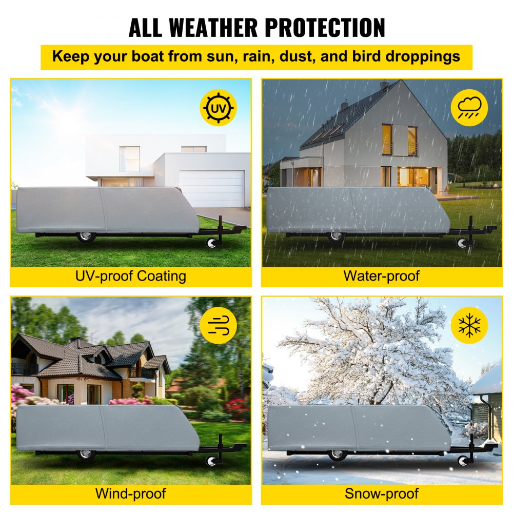 VEVOR Cubierta de Remolque Camper 10 a 12 Pies Funda Protección Remolque 3,66 x 2,21 x 1,07 m Toldo para Remolque Cubierta para Remolque Cubierta de Remolque de Caravana Emergente Tela no Tejida
