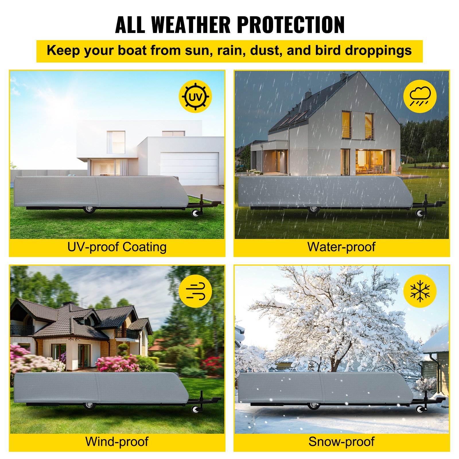 VEVOR Cubierta de Remolque Camper 16 a 18 piezas Funda Protección Remolque 5,49 x 2,21 x 1,07m Toldo para Remolque Cubierta para Remolque Cubierta de