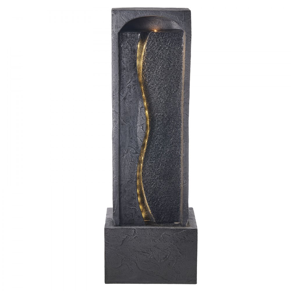 VEVOR Fuente de Agua para Exteriores, 98 cm de Altura, Fuente de Cascada Moderna de Una Sola Capa con Base de Roca, Luz LED y Bomba para Jardín, Patio, Decoración del Hogar, Exterior, Negro