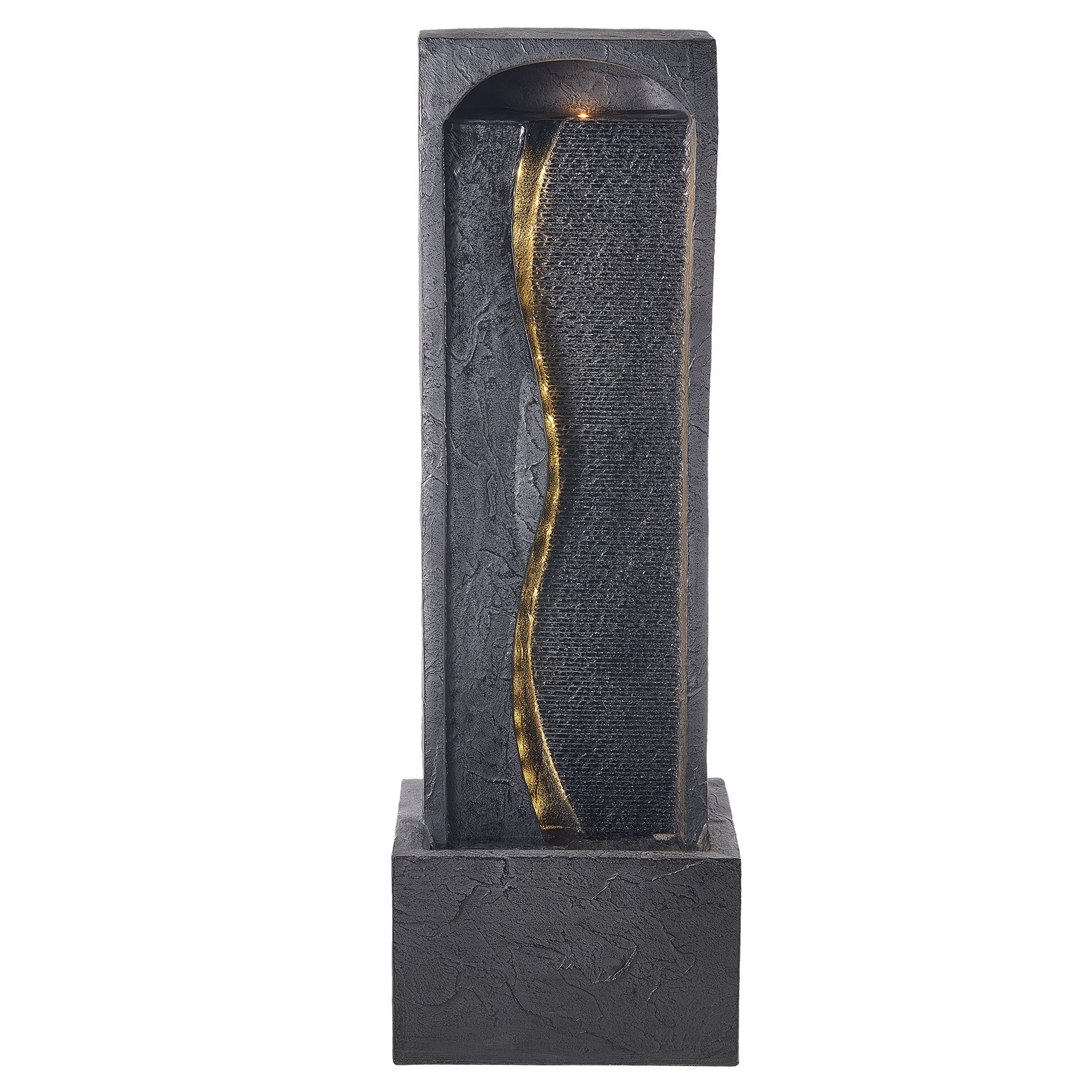 VEVOR Fuente de Agua para Exteriores, 98 cm de Altura, Fuente de Cascada Moderna de Una Sola Capa con Base de Roca, Luz LED y Bomba para Jardín, Patio, Decoración del Hogar, Exterior, Negro