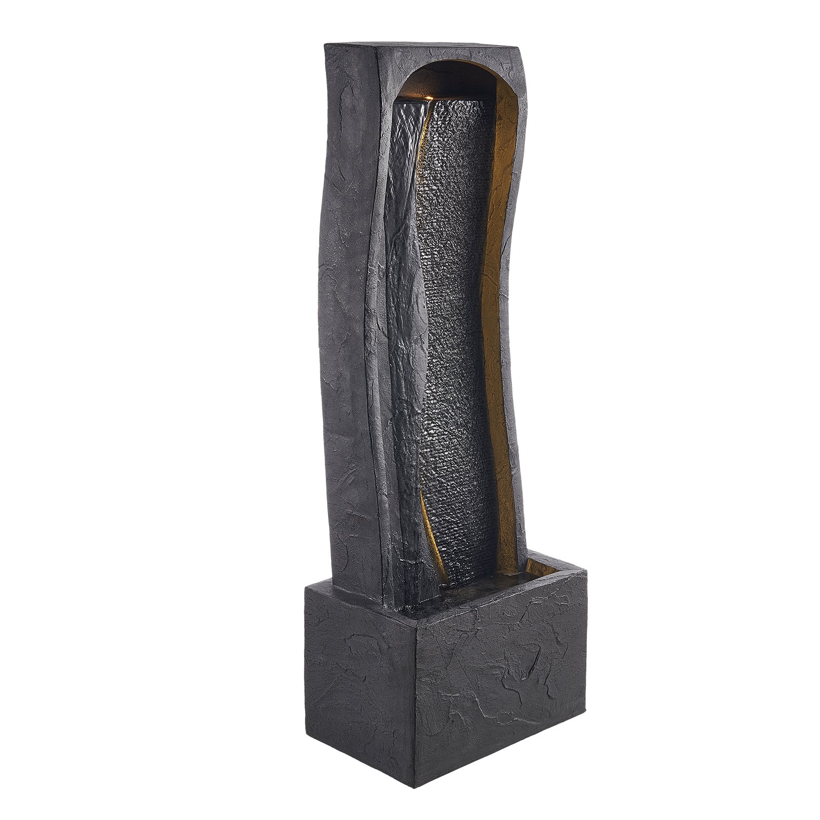 VEVOR Fuente de Agua para Exteriores, 98 cm de Altura, Fuente de Cascada Moderna de Una Sola Capa con Base de Roca, Luz LED y Bomba para Jardín, Patio, Decoración del Hogar, Exterior, Negro