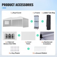 VEVOR Carpa Plegable Emergente de 5,9 x 2,96x2,65 m con Paredes Laterales Blanco