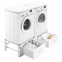 VEVOR Soporte para Lavadora Alto de 310 mm, Base de Lavadora de Acero Resistente, Capacidad de Carga de 150 kg, Pedestal Universal para Secadora con Cajón, Patas Antideslizantes, 2 Piezas, Blanco